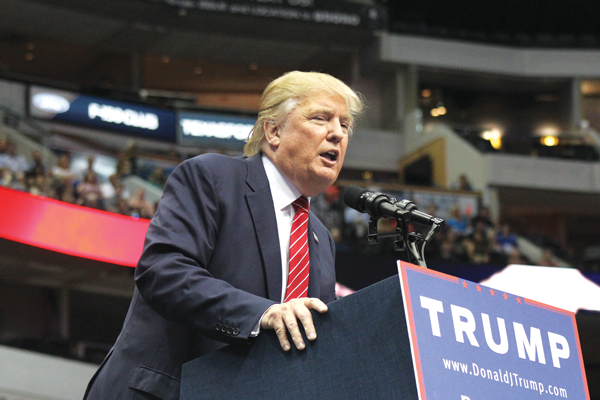 Businessman Donald Trump holds a rally Sept. 14 at the American Airlines Center in Dallas. Photo by Jonathan Wences/The Et Cetera.