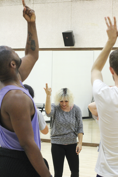 Dance professor Danielle Georgiou coordinates with members of the Danielle Georgiou Dance Group during a rehearsal this month. Photos by David Sanchez/The Et Cetera 