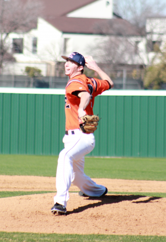 Freshman pitcher Matt Terrones throws in the Harvesters first game of this season against UTD.