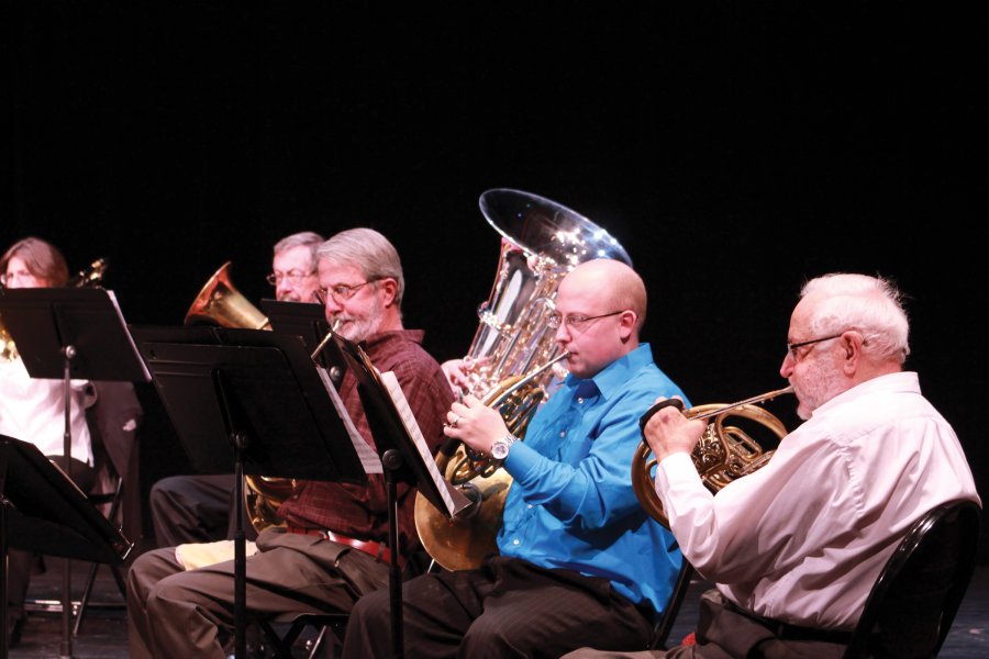 The Early Brass Ensemble plays during the Wednesday Recital Series on Oct. 31 in the Performance Hall. The instruments ranged from a tuba to a piccolo.