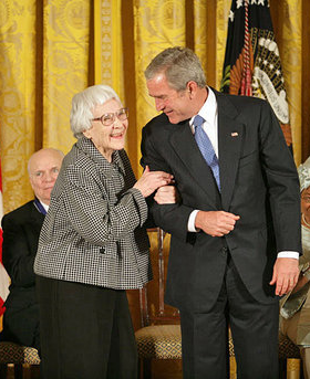 President George W. Bush recognizes Harper Lee with the Presidential Medal of Freedom. Courtesy the White House