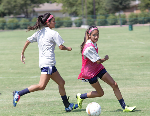 The soccer team, which opened play Aug. 22, practices last week. They next play at home against Wiley College on Sept. 3. Conference play starts Sept. 22.