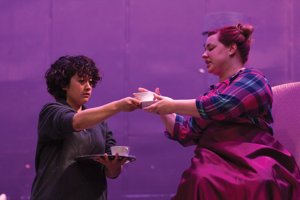 From left, Iris Hernandez plays Helene and Caitlin Duree stars as Nora in Eastfield’s performance of “A Doll’s House.” Photo by David Sanchez/The Et Cetera