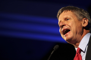 Former New Mexico governor and Republican presidential candidate Gary Johnson speaks at the Drug Policy Alliance's 2011 International Drug Policy Reform Conference at the Westin Hotel in Los Angeles, California, November 3, 2011. (Brian van der Brug/Los Angeles Times/MCT)