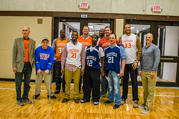 The players and coaches, as well as former Et Cetera sports editor Michael Morrill (second from left). Photo by Andrew Gonzales/The Et Cetera.