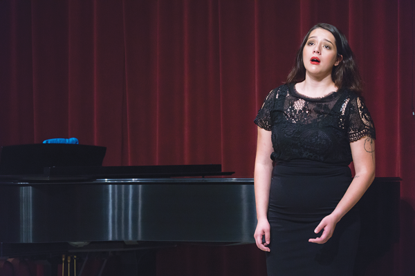 Kincheloe performs solo piece, “The Black Swan” by Gian Carlo Menotti from the play, “The Medium”, a dark, somber lullaby, at the Wednesday recital on November 1. Photo by Yesenia Alvarado/The Et Cetera