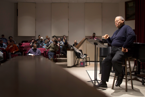 Grammy-award winner Donnie Ray Albert sang a handful of Langston Hughes poems for the black-history month-themed recital on 