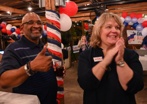 Dallas GOP members celebrate one of the Republican victories  during the state midterm elections.