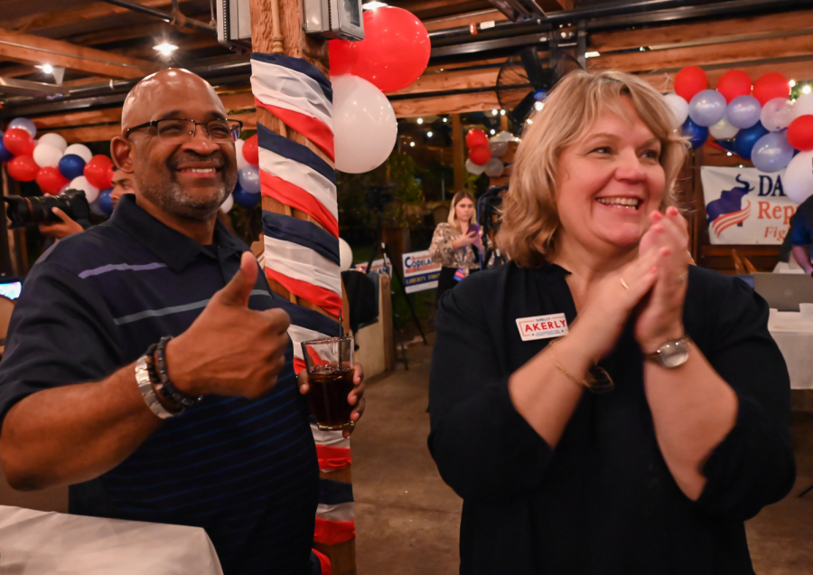 Dallas GOP members celebrate one of the Republican victories  during the state midterm elections.