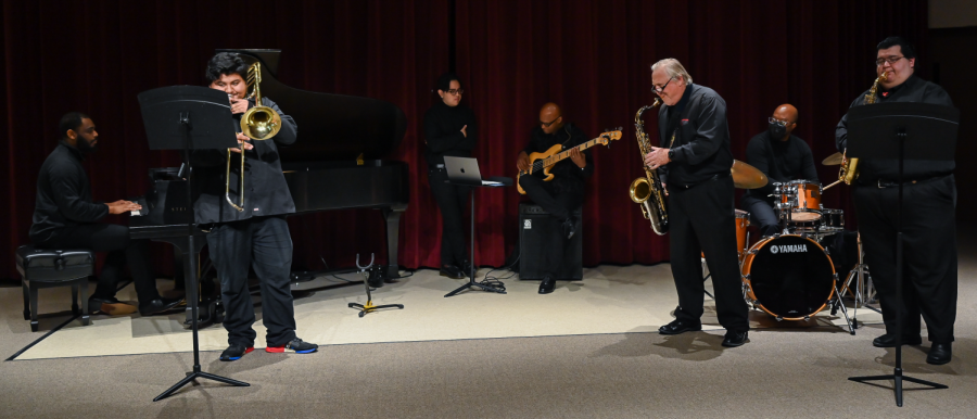 The Eastfield Jazz Combo perform in a recital inside F-117 of Eastfield. 