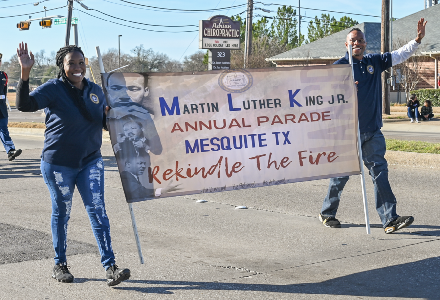 Ken and Latoya Lane of the Mesquite NAACP lead the Martin Luther King Jr. Parade across Mesquite on Jan. 14.  The Mesquite NAACP helped organize the parade.  