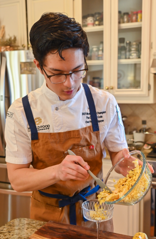 Preston plating a dish