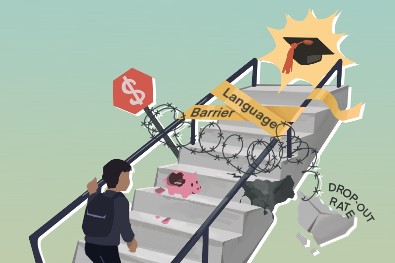 graphic of a barricaded stairway