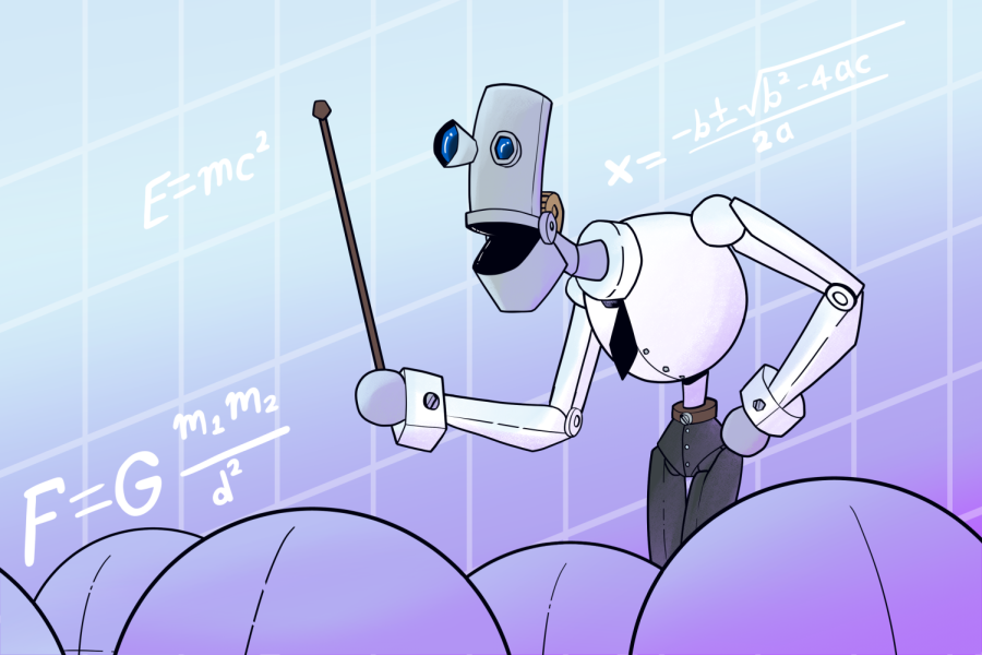 graphic of a robot teaching