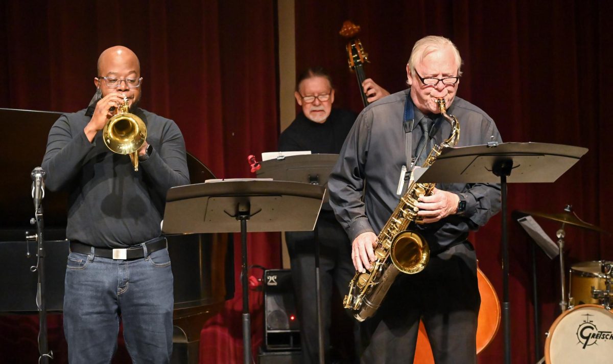 Oscar+Passley+and+Karl+Lampman+perform+solos+during+the+Faculty+Jazz+Concert.