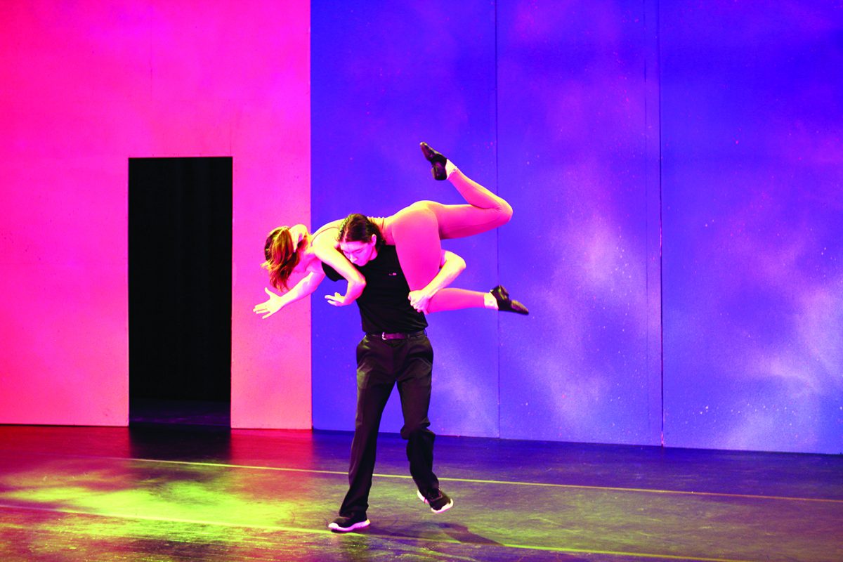 Daniel Garcia and Elise Stewart perform “No Strings Attached,” a contemporary dance piece.