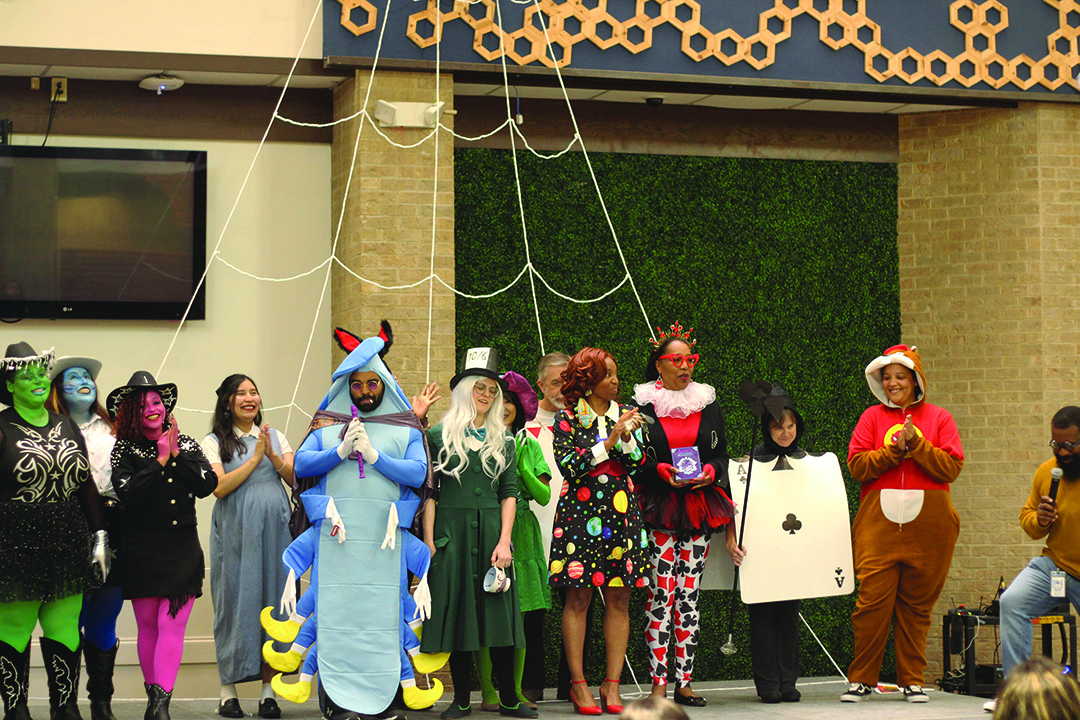 Students and staff got into the spooky spirit of the season, showing off their Halloween costumes in the Hive during a costume contest.