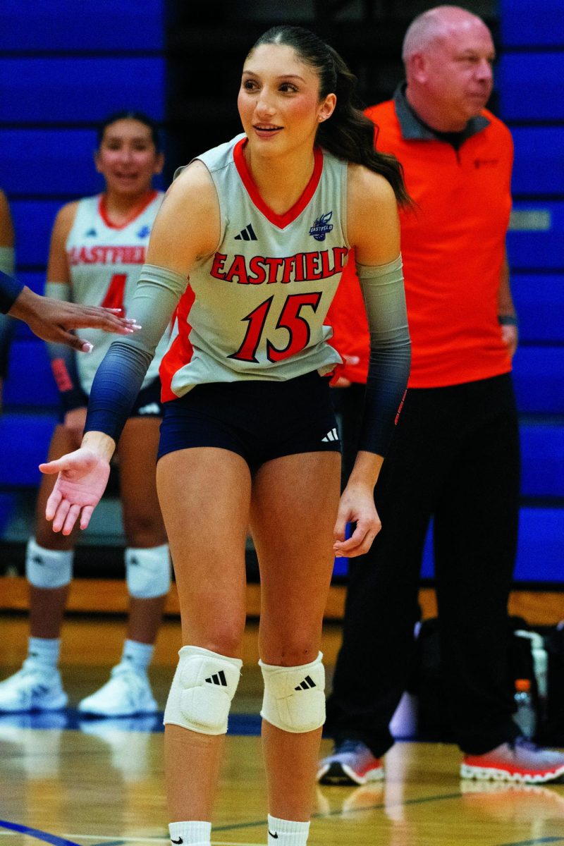 Player of the Week Mia Santos is on the court for Eastfield.